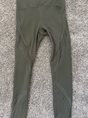 Lululemon Olive Mesh-Panel Leggings